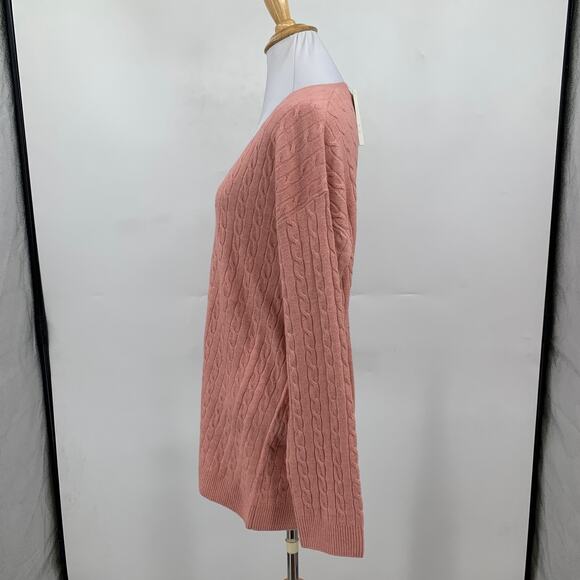 A New Day Cardigan Women S Small Pink Long Sleeve Cable Knit Tunic Button Up - Picture 4 of 12
